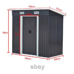 46ft Pent Roofing Steel House with Free Base Garden Shed Double Door & Air Vents