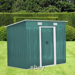 4X8FT Metal Garden Shed With Free Foundation Storage House Green Tool Organizer