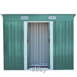 4X8FT Metal Garden Shed With Free Foundation Storage House Green Tool Organizer