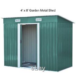 4ftx6ft Corrugated Steel Hut Gardening Tool Storage House Based Shed Tilted Roof