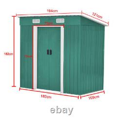 4x6ft Steel Pent Rooftop Garden Shed Bicycle Tool Sturdy Storage House FREE BASE