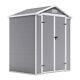 6x4.5FT Lockable Plastic Garden Storage Shed Apex Roof Tools Storage House Grey