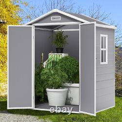 6x4.5FT Weather-Resistant Garden Storage Shed Plastic Floor Strong Tools House