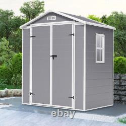 6x4.5FT Weather-Resistant Garden Storage Shed Plastic Floor Strong Tools House