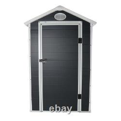 Charles Bentley Plastic Storage Shed 4.4ft x 3.4ft Grey Small Roof Outdoor Tall