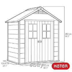 Garden Keter Oakland 7.5 x 4ft Grey Shed Double Door Ideal Storage Solution
