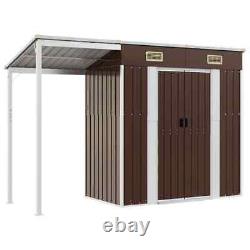 Garden Shed with Extended Roof Brown 277x110.5x181 cm Steel