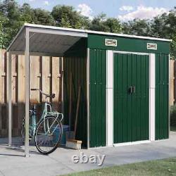Garden Shed with Extended Roof Green 277x110.5x181 cm Steel