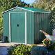 Green Tool House 8ft8ft Apex Roof Metal Garden Shed Bike Tool Box Gable Roof