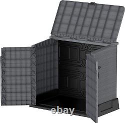 Grey 850L Plastic Garden Storage Box Waterproof Outdoor Lockable Shed Bike Bin