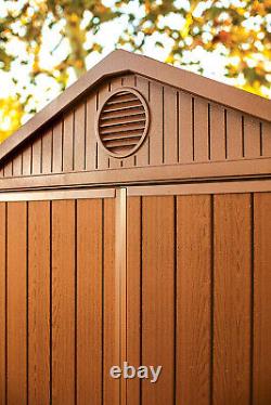 Keter Darwin Outdoor Apex Double Door Garden Storage Shed 6ft x 6ft In Brown