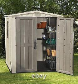 Keter Factor Outdoor Garden Storage Shed 6 x 6ft Beige SMALL TRANSIT DAMAGE