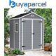 Keter Manor Grey Garden Shed 6 x 5 ft Apex Outdoor Storage Wood Effect Resin