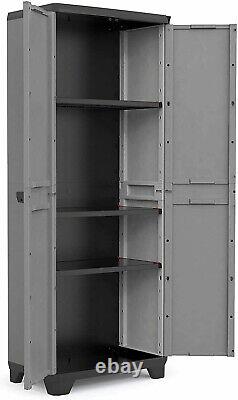 Keter Tall Plastic Shed Outdoor Garden Tool Storage Unit Cupboard Lockable Uk