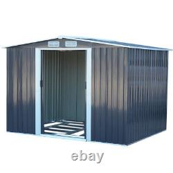 Large Flat/Apex Metal Garden Shed 4x6 4x8 10x8 8x8 6x8ft With Free Base Tool House