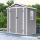 Lockable 6x4.5FT Plastic Garden Storage Shed Apex Roof Tools Storage House Grey