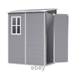 Outdoor Garden Shed Pastic Tool Storage House Flat/Apex Roof with Lock 6x4.4 5x4FT