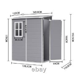 Outdoor Garden Shed Plastic Tool Storage Shelves Utility Cabinet + Door Grey