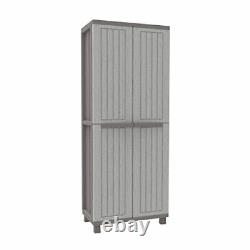 Outdoor Utility Cabinet 2 Door Plastic Cupboard Shelves Storage Unit Garden Shed