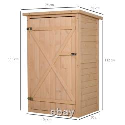 Outsunny Wooden Garden Storage Shed Fir Wood Tool Cabinet Organiser with Shel