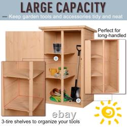 Outsunny Wooden Garden Storage Shed Fir Wood Tool Cabinet Organiser with Shel