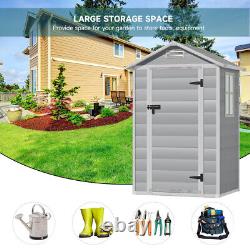 Plastic Garden Storage Shed With Plastic Door House Tool Shed 122.5 x92.2 x174cm