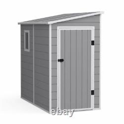 Plastic Shed 6x4 Outdoor Garden Storage Shed Lean To Newport Light Grey Lockable