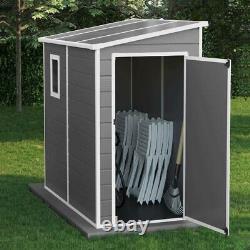 Plastic Shed 6x4 Outdoor Garden Storage Shed Lean To Newport Light Grey Lockable