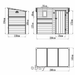 Plastic Shed 8x5 Outdoor Garden Storage Shed Pent BillyOh Oxford Grey Lockable