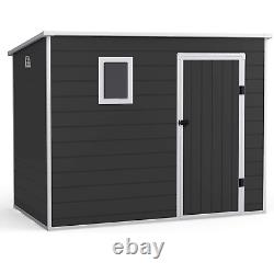 Plastic Shed Outdoor Garden Storage Shed Pent Oxford Grey Waterproof Lockable