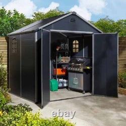 Rowlinson Airevale 8x6 dark Grey Apex Shed Plastic Garden Storage Lockable