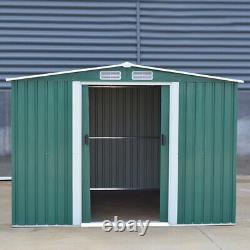 XLarge 108ft Garden Shed Tool House Steel Apex Roof with FREE FOUNDATION Green